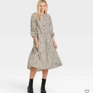 Médium Raglan Long Sleeve High Low Shadow Leopard Dress Who What Wear NWT